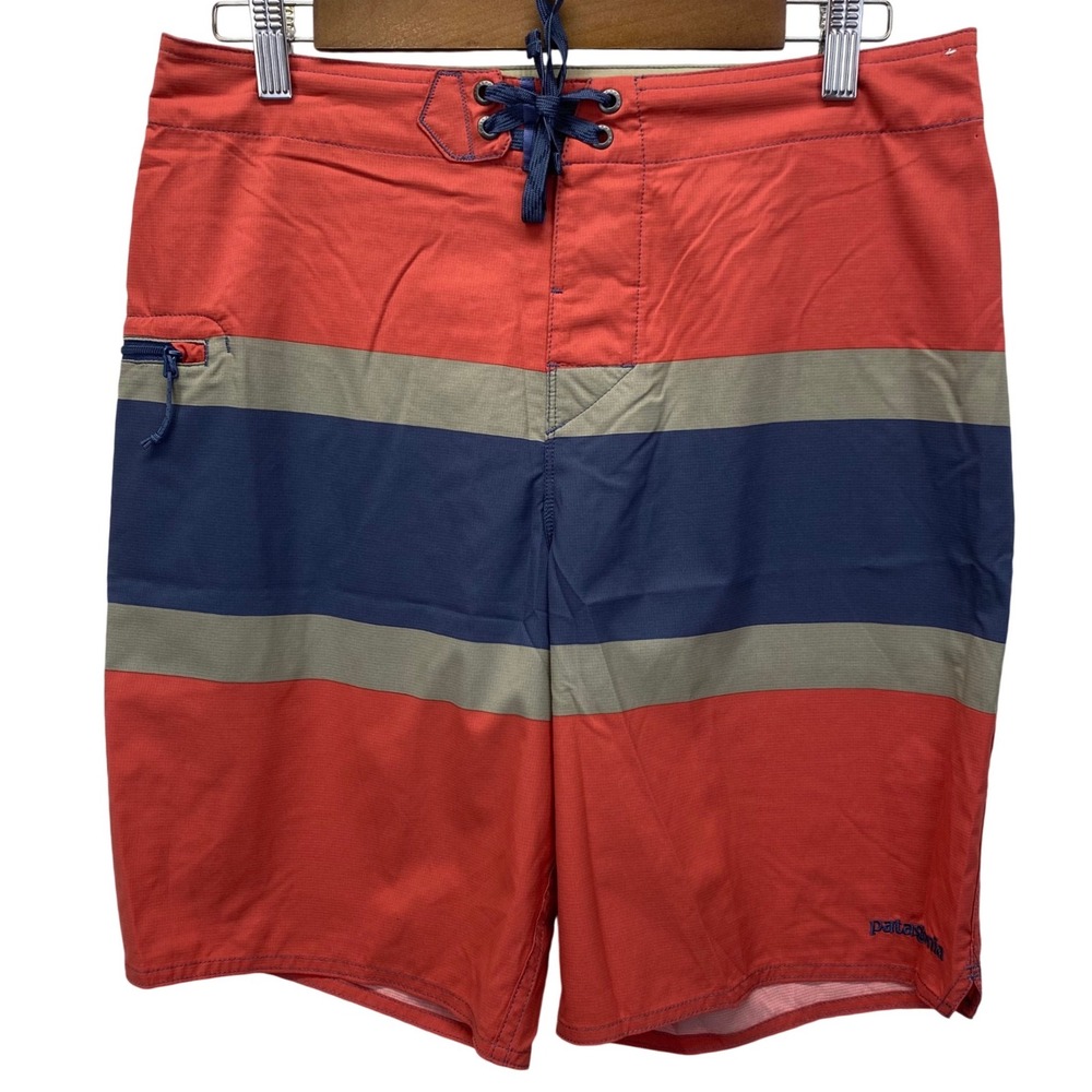 Patagonia Stretch Planing Board Shorts Mens 30 Red Striped 86611SP18 Swim Trunks
